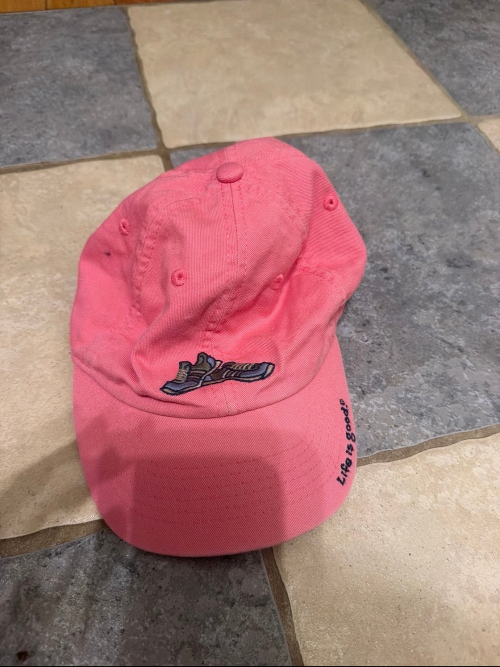 Life is good Pink Baseball Cap with Sneaker Embroidery